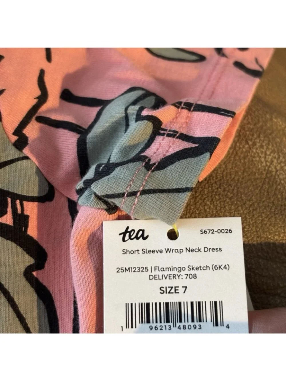 Tea Collection Flamingo Print Short Sleeve Dress Girl Sz 7 Tropical Play Zoo NWT